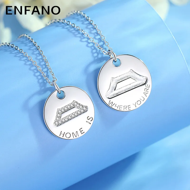 

Ожерелье с монеткой Enfano, пара цепочек до ключиц, холодный стиль, простое темпераментное ожерелье с графическим текстом для пары