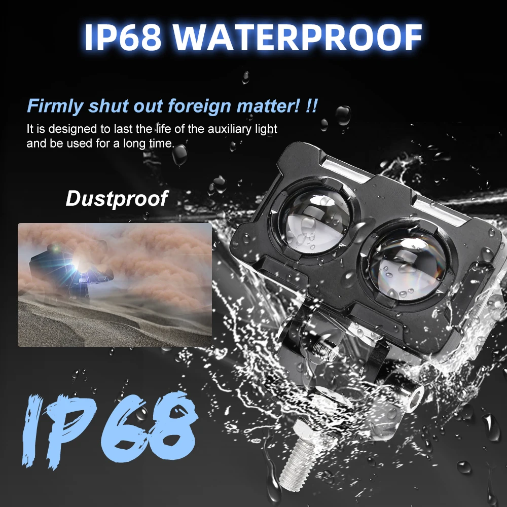 HAOLIDE Мотоциклетный светодиодный прожектор 2-дюймовый двухцветный