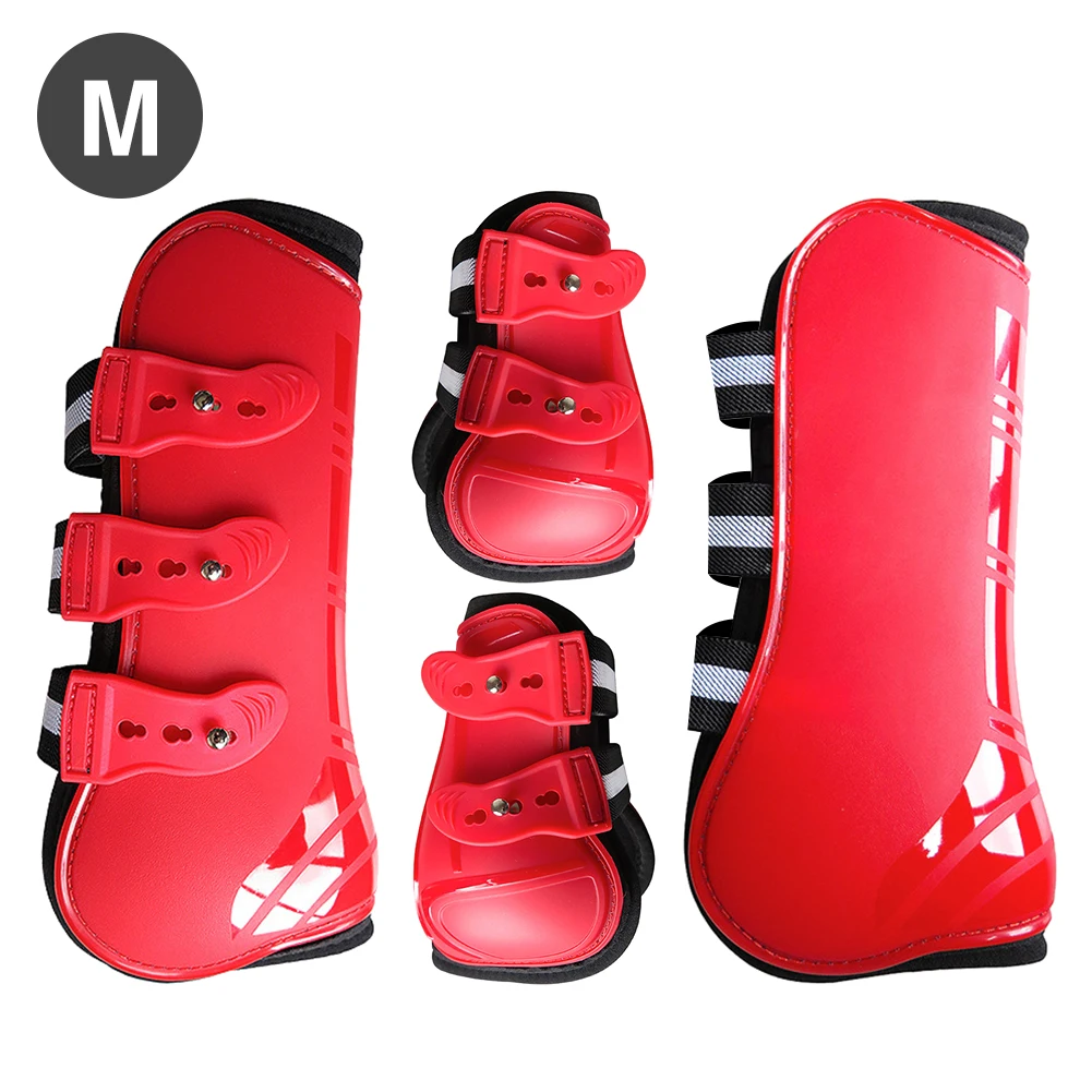 

4pcs Accessories Front Hind PU Shell Durable Riding Competition Horse Tendon Boots Protective Equestrian Fetlock Brace Jumping