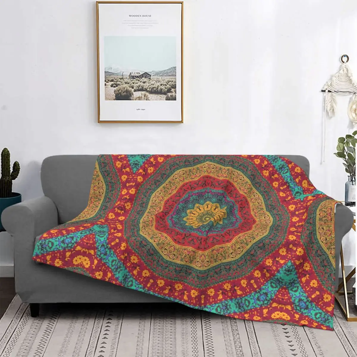 

Ecstatic Mandala Blanket Zen Sacred Geometry Plush Warm Ultra-soft Flannel Fleece Throw Blanket For Bedspread Bed Bedroom Velvet
