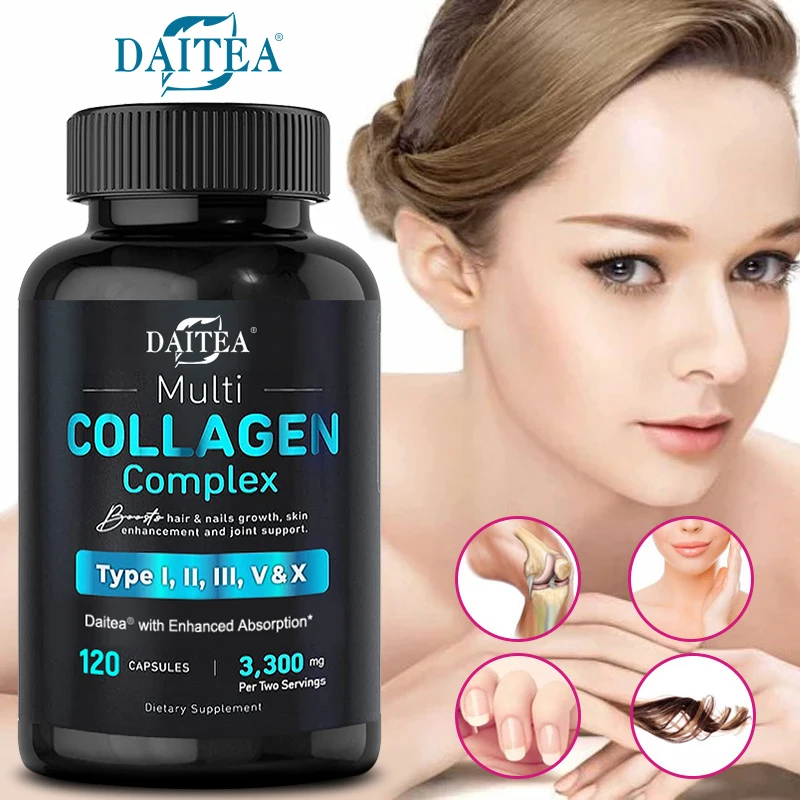 

Daitea Collagen Complex Capsules Promotes Skin Elasticity and Moisture Level Supports Shine Hair and Nails Relieves Joint Pain