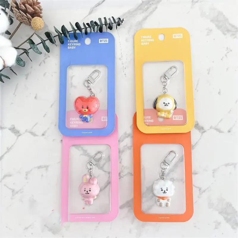 

10Cm Bt21 Tata Cooky Chimmy Rj Shokky Mang Koya Cartoon Kawaii Doll Keychain Super Cute Bag Accessories Peripheral Pendant Gift