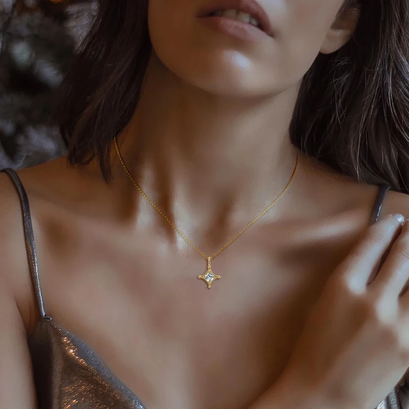 RAPRGOLD D цвет муассанит большой ковш кулон ожерелья S925 стерлингового серебра