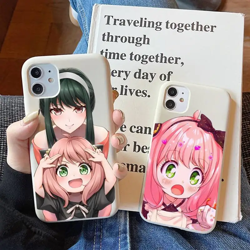 

Spy X Family Anya Phone Case for iPhone 11 12 13 Mini Pro Xs Max 8 7 6 6S Plus X XR Solid Candy Color Case