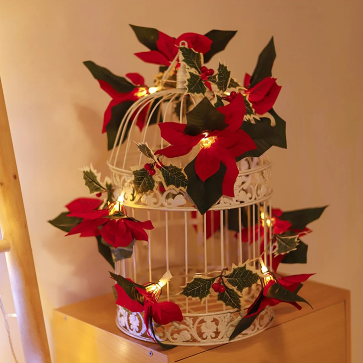 

Гирлянда с 10 светодиодами в виде венка, s 2 м, лампа с зелеными листьями и фруктами, на батарейках, теплый белый свет, постоянный свет, сказосве...