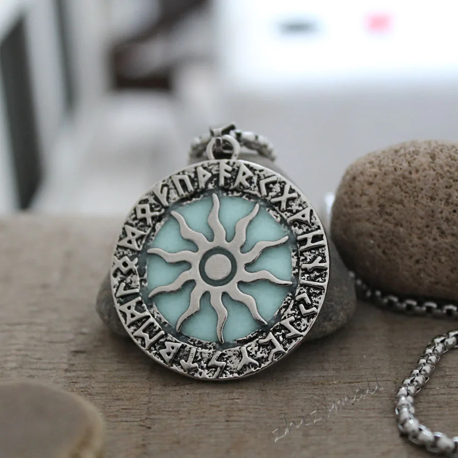 Glowing necklace SUN Necklace Pendent GLOW in the DARK sun star Gift For Man Woman BOYS images - 6
