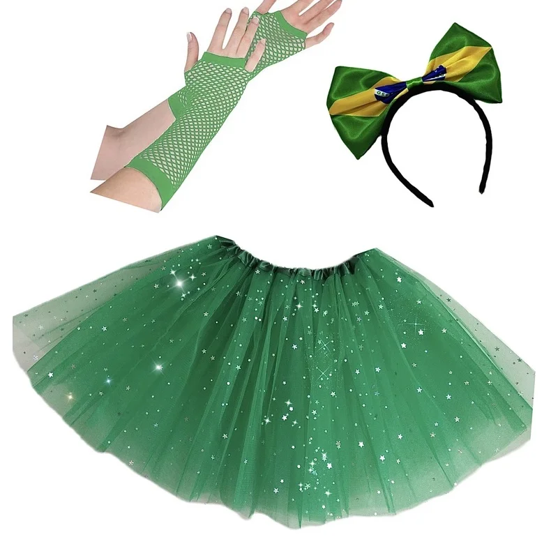 

World Cup Come on Soccer Fans Brazilian Team Outfit Women's Tutu Skirt / Carnival Party Three-Piece Set