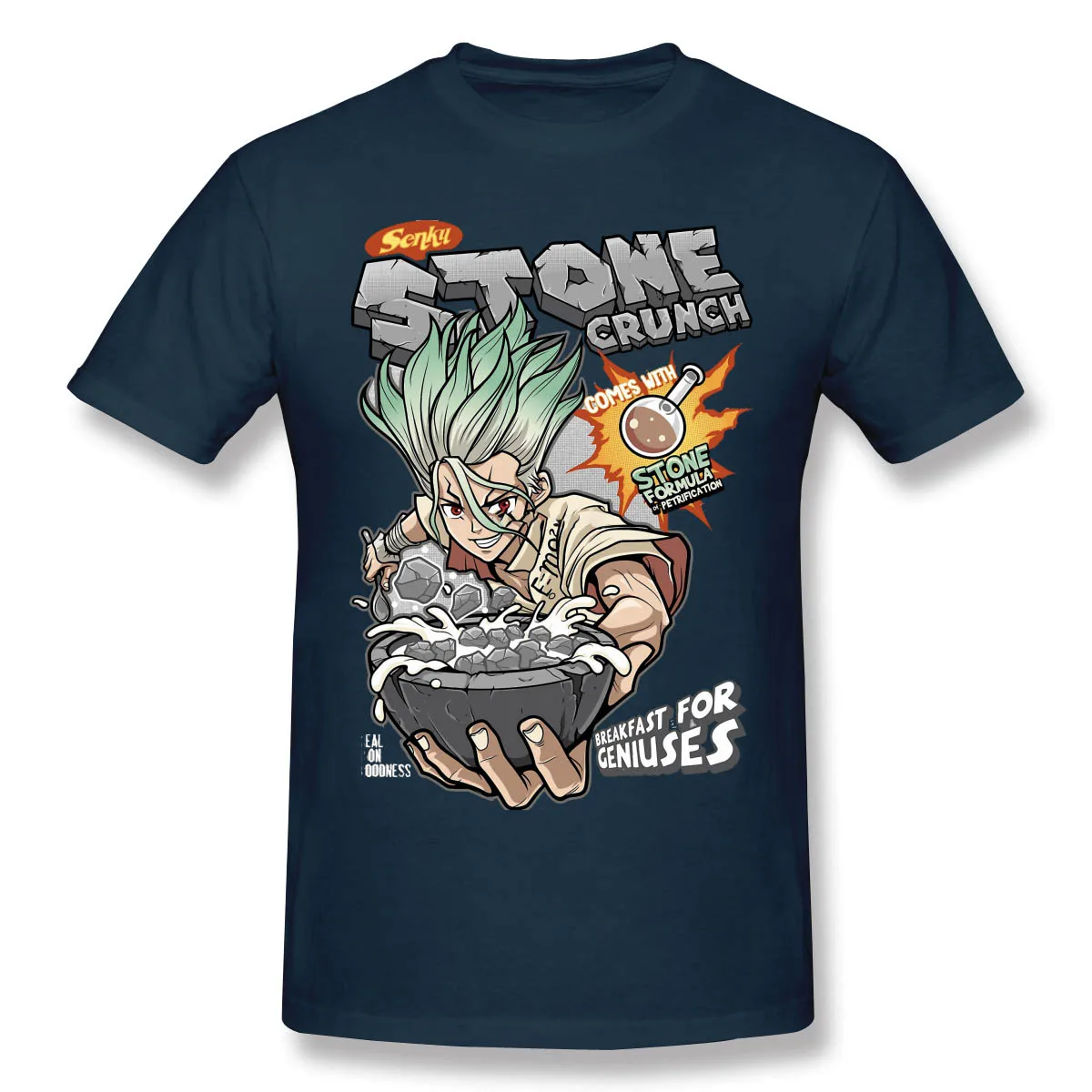

Stone Crunch Print Cotton T-Shirt Anime Stone World Men Cotton Tees Tshirt Streetwear