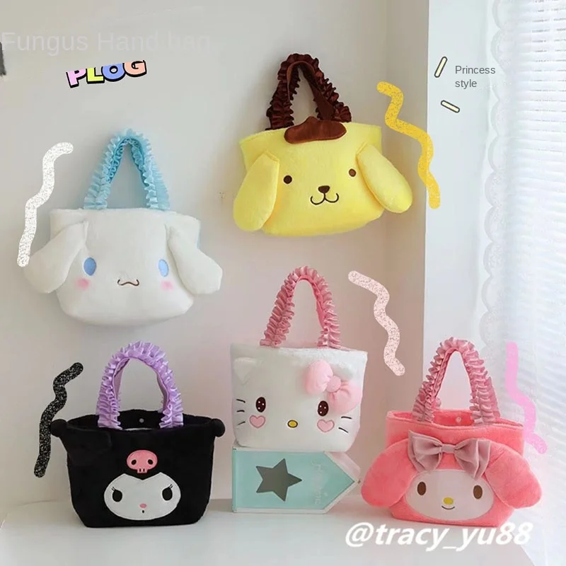 

My Melody Cinnamoroll Kuromi KT Cat мультфильм аниме Sanrioed Lolita Портативная сумка для хранения кавайные Куклы Сумочка для девочек Подарки на день рождения