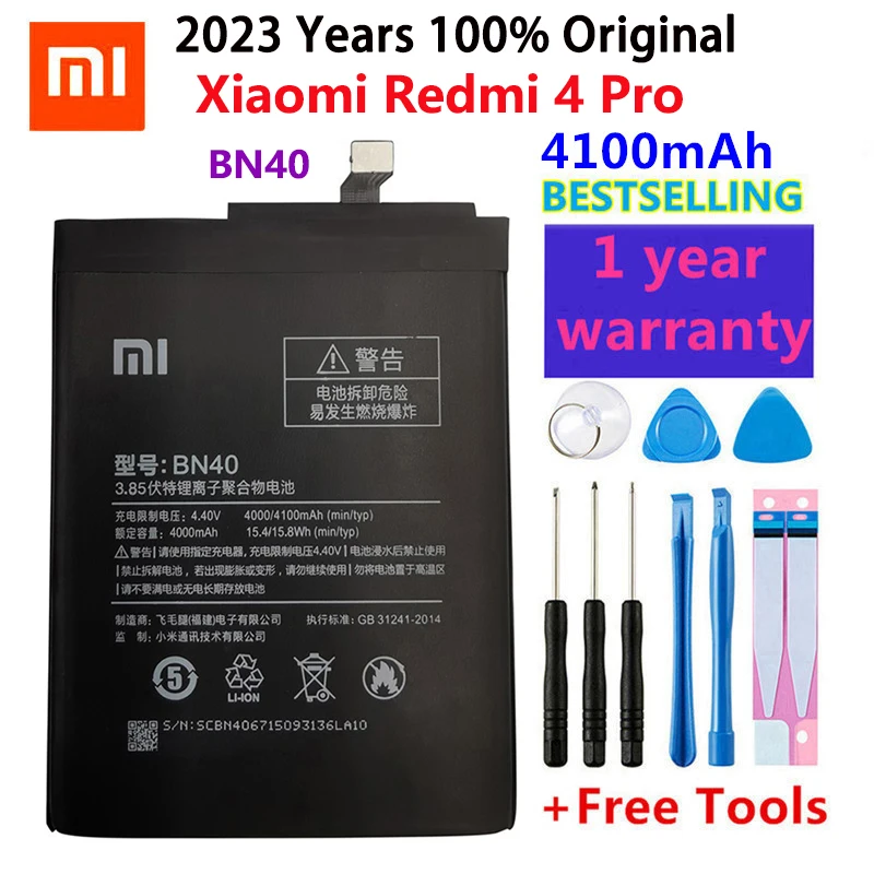 

Original Replacement Battery For Xiaomi Redmi 4 Pro Prime 3G RAM 32G ROM Edition Redrice 4 Hongmi 4 BN40 Genuine Battery 4100mAh