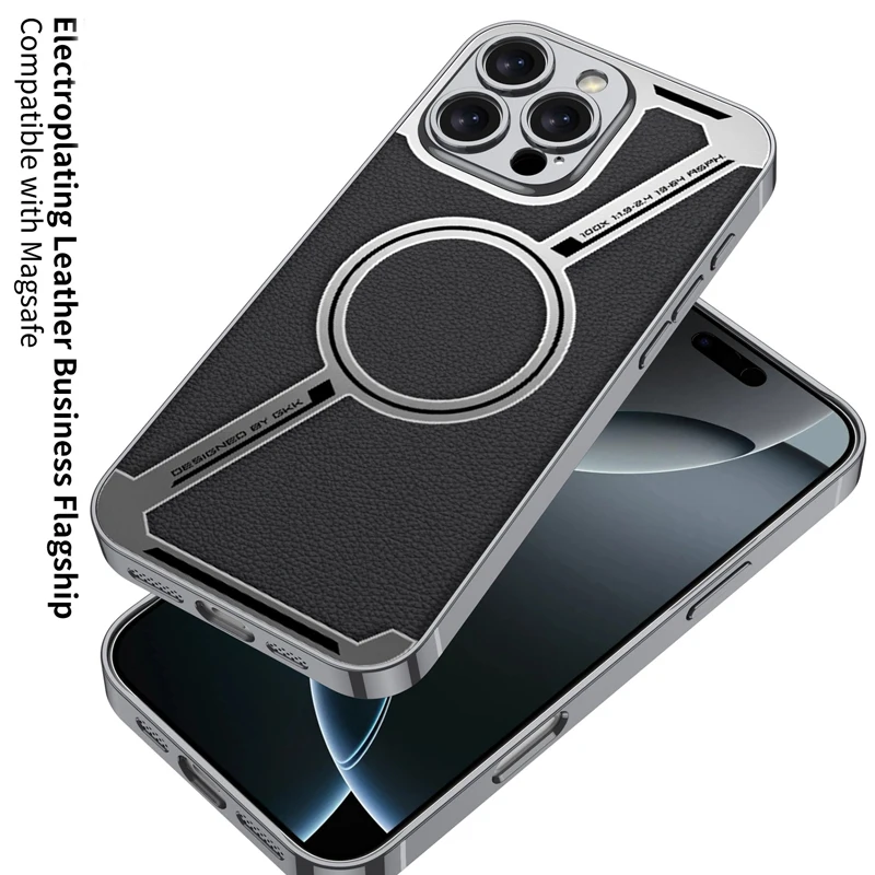 Чехол для iPhone 16 Pro Max GKK Магнитный чехол Z-образной формы деловая простая кожа +