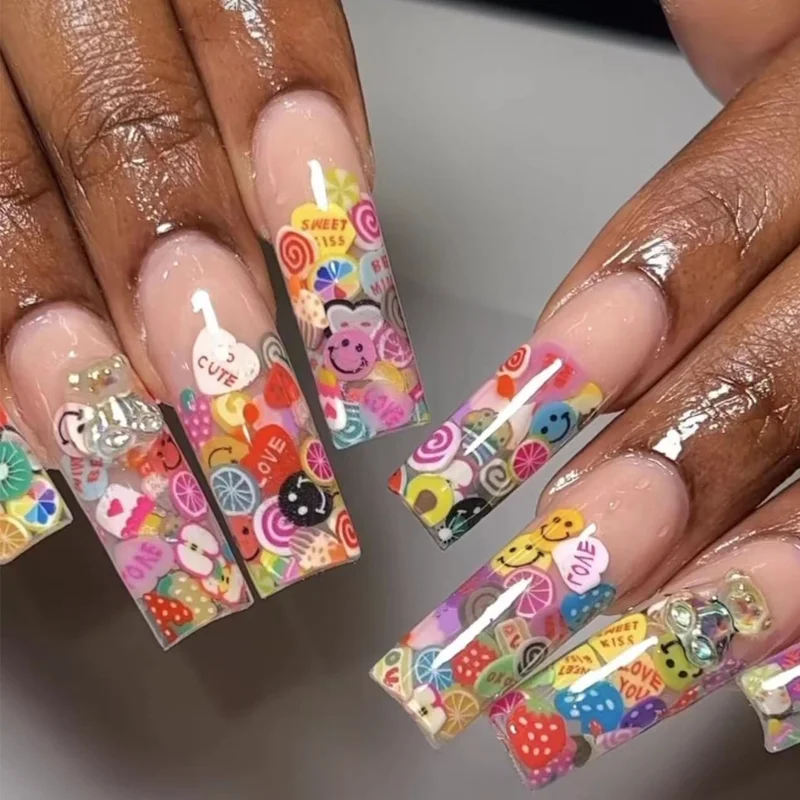 

50PCS Polymer Clay Nail Charm 2023 New Cute Wind Fruit Flower Cake Butterfly DIY Accessories Nail Art Nail Accessories