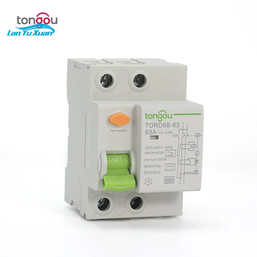 

RCCB Type B RCD 2P 4P 63 Amp 10KA 230V 400V 30mA Residual Current Circuit Breaker TORD6B-63