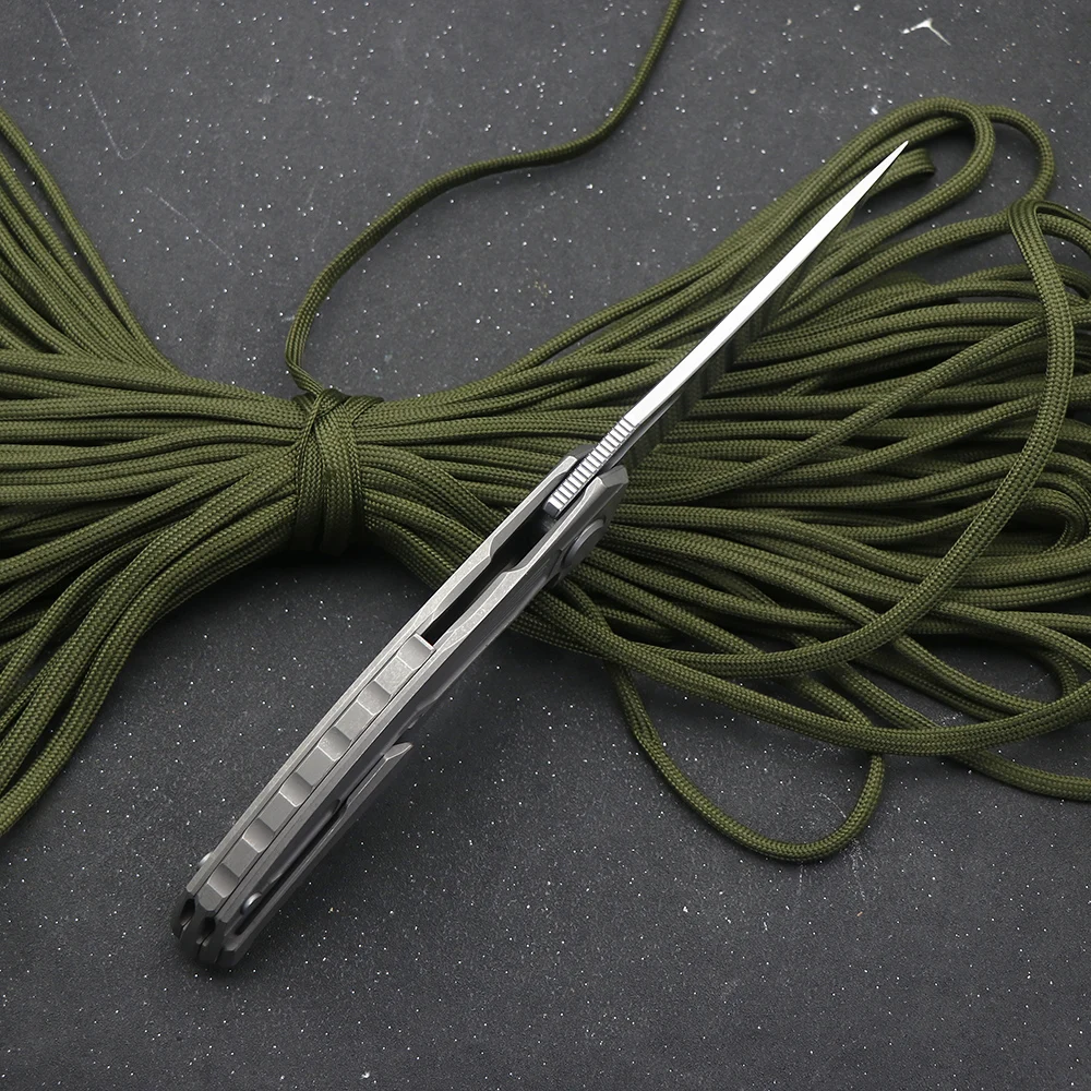 JUMCSONG Quantum TC4 титановая ручка лезвие D2 походный охотничий Складной Нож EDC