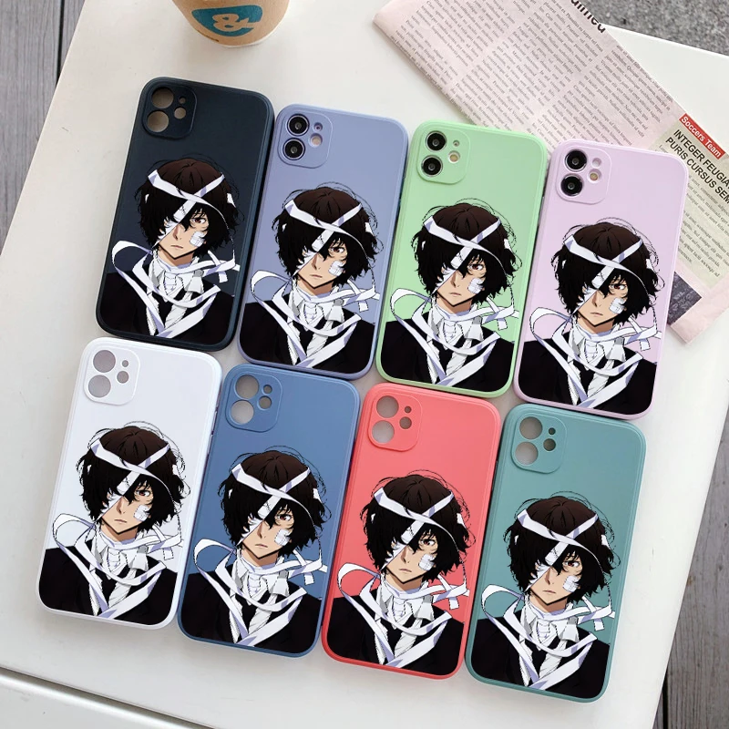 

Новый квадратный чехол для телефона из жидкого силикона для iPhone 14 11 12 13 Pro Max X XS XR 7 8 Plus SE2, защитный чехол с полным покрытием линз дазай Осаму