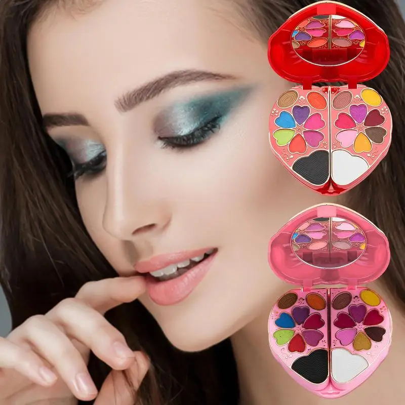 

Heart Shape Eyeshadow Palette Kit 28 Colors Kit Waterproof Long-lasting Essential Starter Bundle With Mirror Holiday Makeup Kit