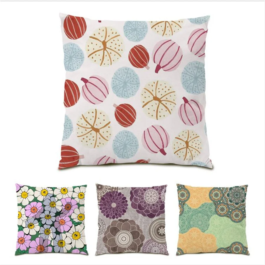 

Polyester Linen Ornamental Pillows for Living Room Floral Series Home Decoration Velvet Leaf Pillow Cover Pillowcase Decor E0232