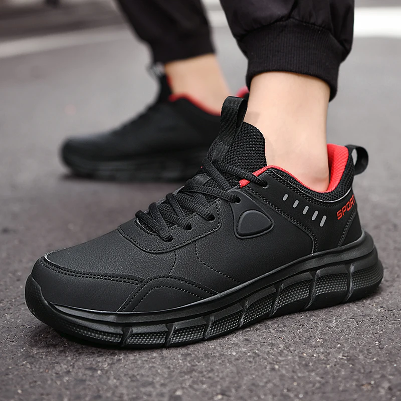 Men's Sneakers Sports Casual Leather Shoes Waterproof  Outdoor Comfortable Flat Walking Shoe Man Athletic