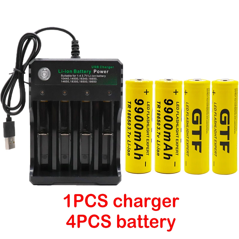 

3.7v Rechargeable Liion Battery For Led Flashlight + usbcharger