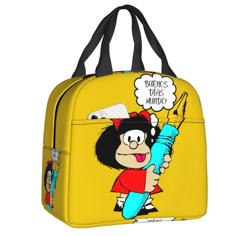 

Крутая изолированная сумка для обеда Mafalda для улицы пикника Мультяшные комиксы герметичный охладитель термальный Ланч-бокс для женщин и детей