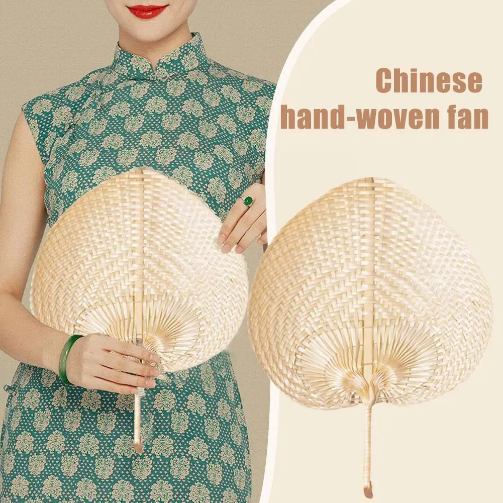 

Heart Shaped Fan Chinese Style Hand-woven Fan Handmade Diy Woven Summer Cooling Fan Fan A4p0