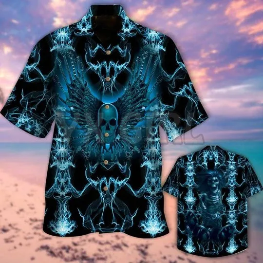 Skull Guitar 3D All Over Printed Hawaiian Shirt Men's For Women's Harajuku Casual Shirt Unisex