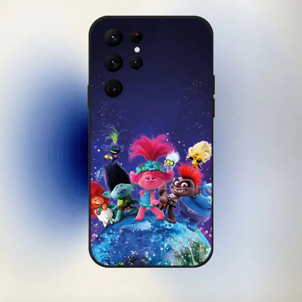 Чехол для телефона с рисунком Т-Тролли Samsung S24 23 22 30 21 10 9 Ultra Plus Lite FE 5G черный мягкий