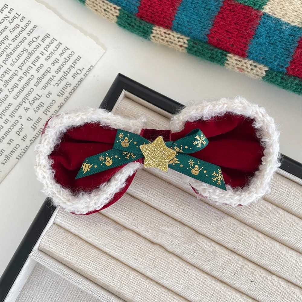 Креативный рождественский обруч для волос милый плюшевый шар со звездой заколка