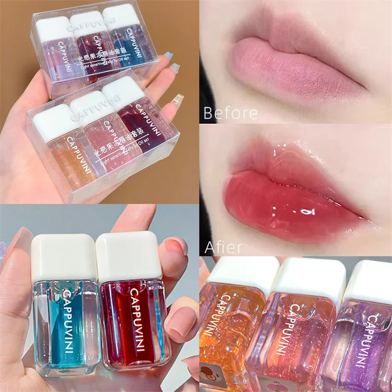 

Small Square Lip Oil Transparent lip Gloss Glass Lip Lip Gloss Water Light Female Moisturizing Mirror Lip Glaze Set