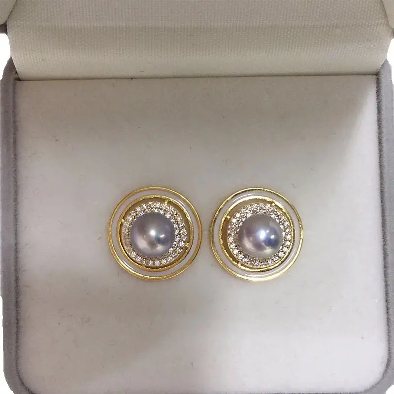 ZHBORUINI 2024 серьги из натурального пресноводного жемчуга с круглым темпераментом