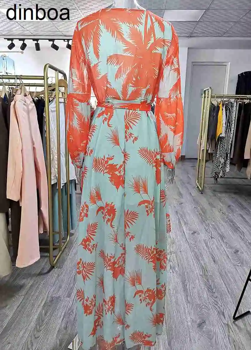 

Ootn Deep V-neck Irregular Party Bohemian Maxi Dress Women Long Sleeve Fashion Print Holiday Dresses 2022 Bohe Dress