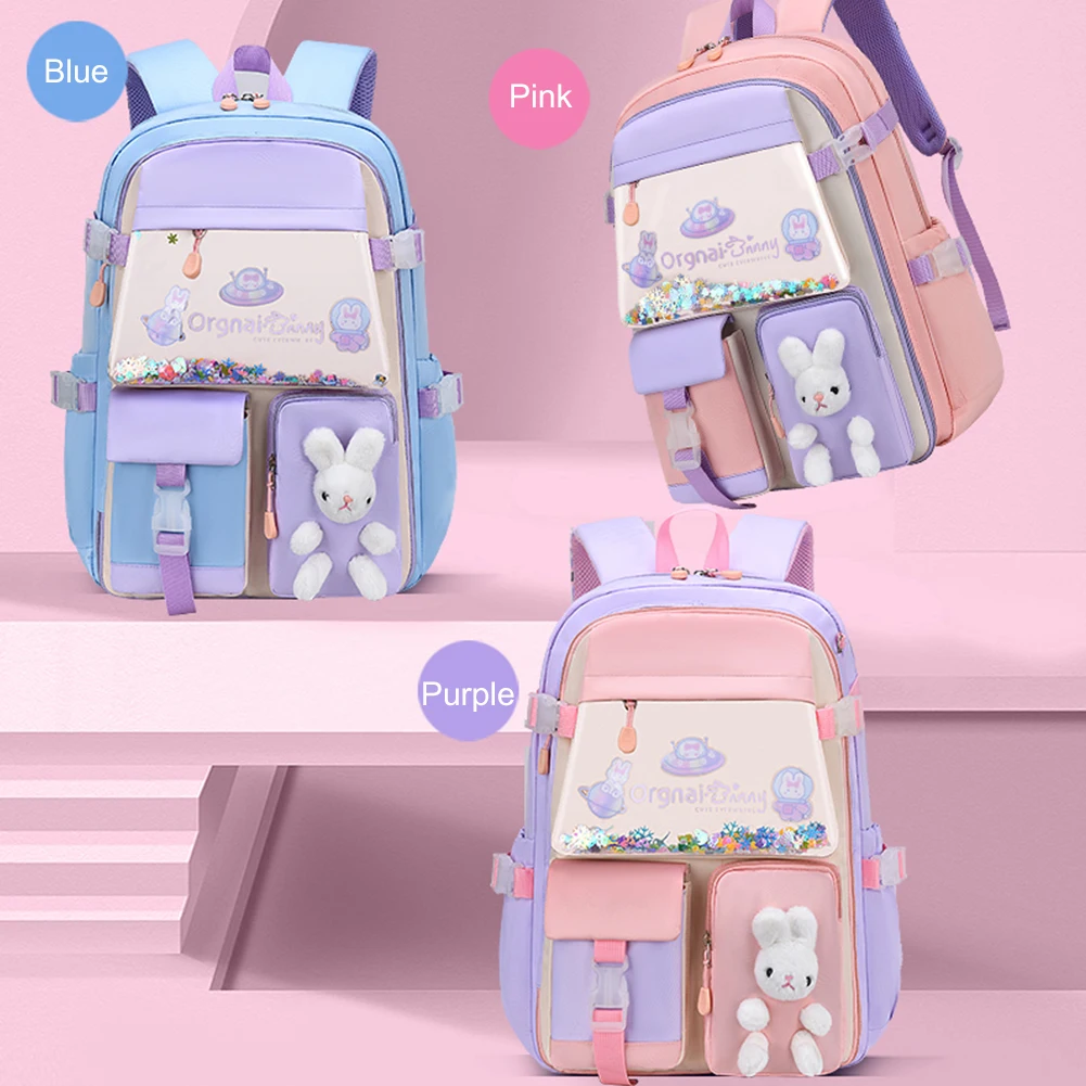 

Cute Bunny Backpack for Girls Teenage Students Kindergarten Princess Shoulder School Bags Book Bag 2022 Cartoon Travel Rucksack