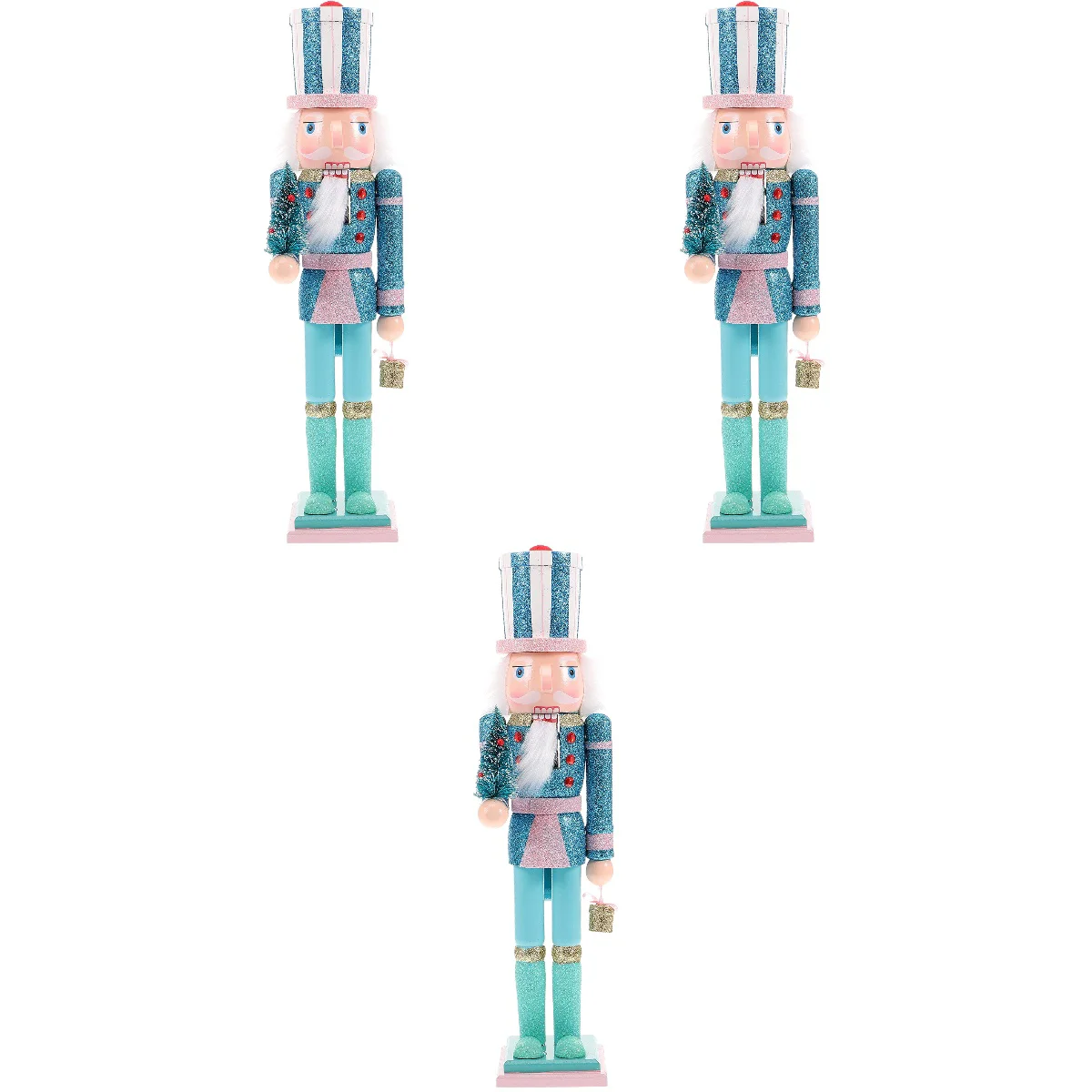 

3 Pack Gift Tall Nutcracker Small Figures Kids Wooden Clipsations Xmas Party Indoor Wooden Craft Household Nutcrackers