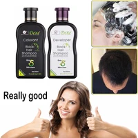 1 box dexe black hair shampoo 10 mins dye hair into black herb natural faster black hair restore colorant shampoo and treatment
