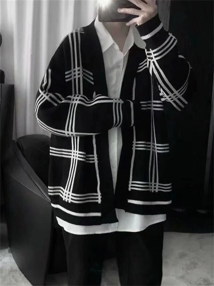 

Knitted Cardigan Men's Long Sleeve Jacket Casual Lazy Wind Loose Trend Handsome Sweater Mens Cloths Cardigan