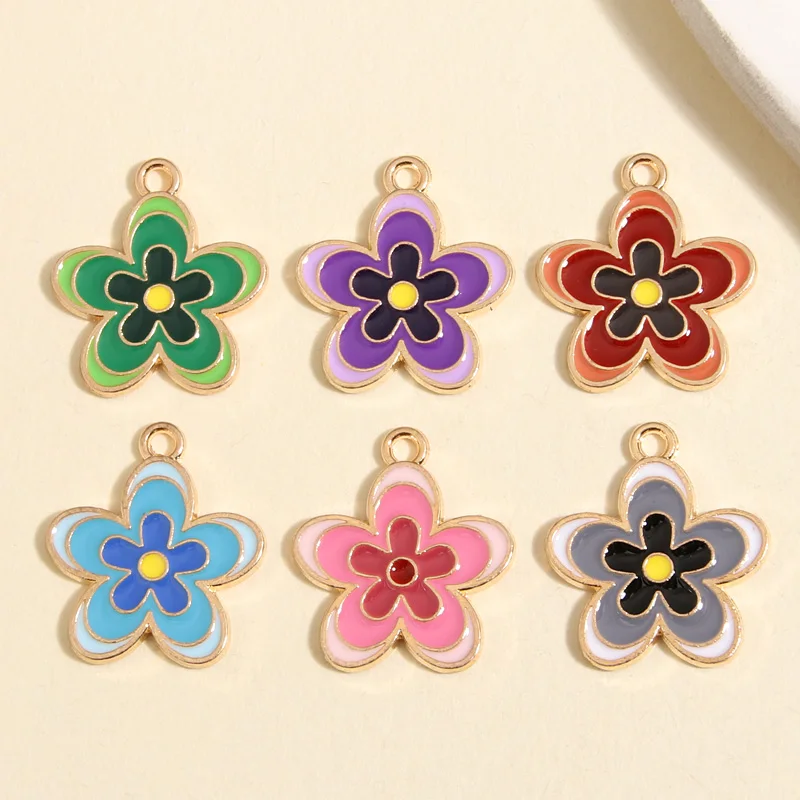 

10 шт., эмалевые подвески в виде цветка, 21x18,5 мм
