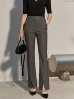 amii minimalism womens straight pants 2022 summer office lady slim slit high waist trousers suit pants female clothing 12240290