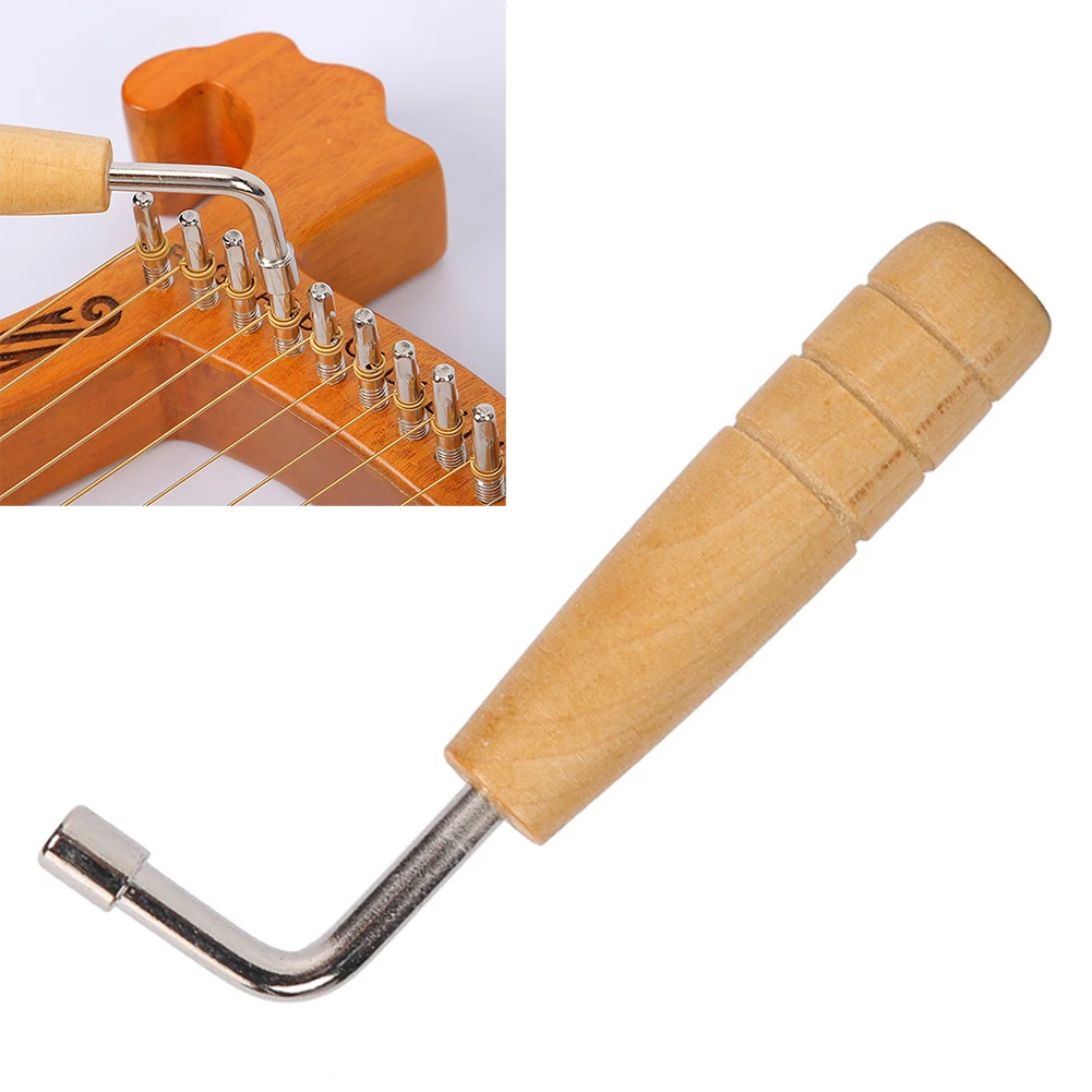 

L-Shape Tuning Wrench Wood Handle Tuner Harp Strings Adjustment Lever Professional Portable Stringed Instrument Replacement Part