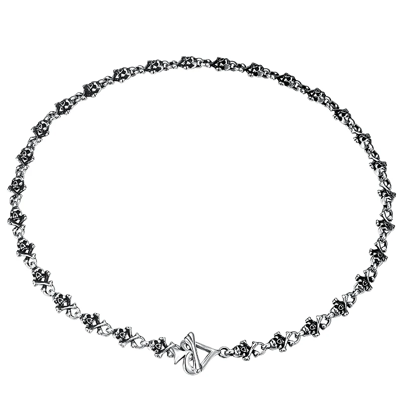 

Fashion Retro Jewelry Sterling Silver Skull Personality 925 Sterling Silver Necklace Chokers Chain Unisex Thai Silver Chain Rock