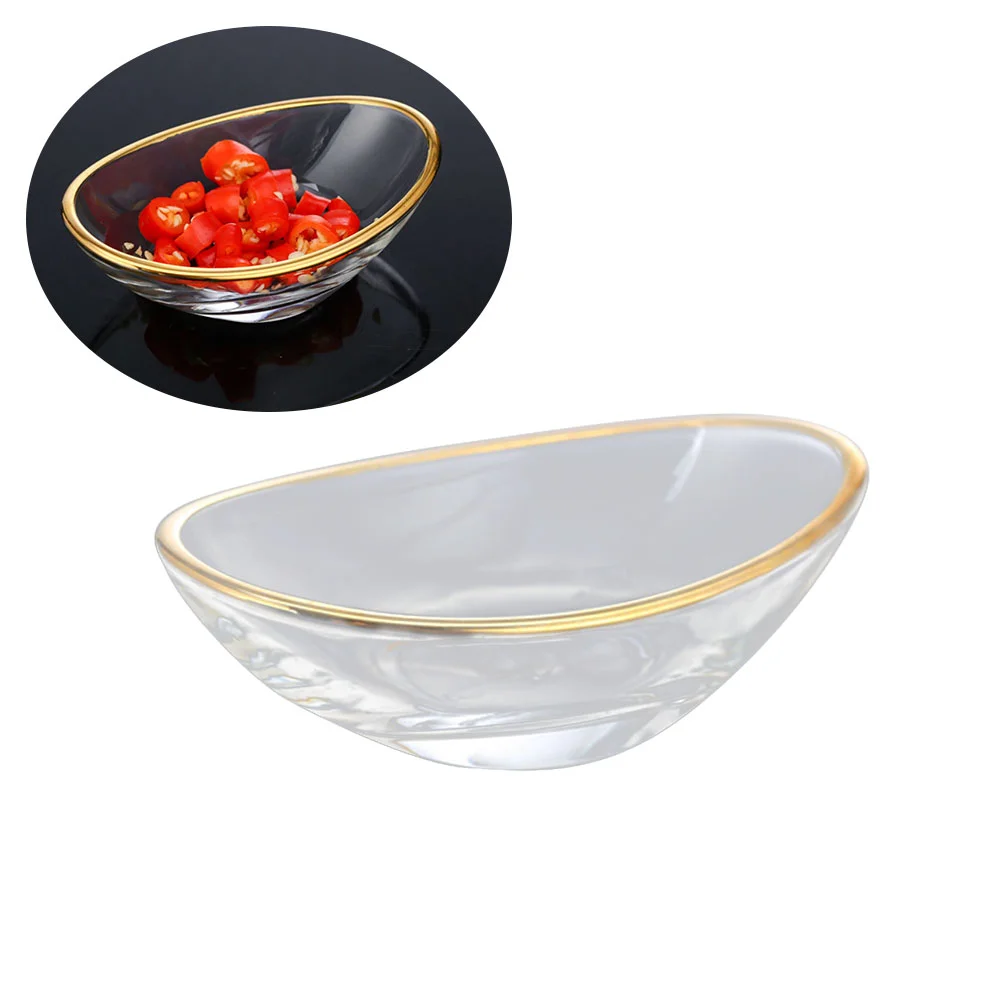 

Boat Shaped Glass Sauce Plate Golden Dipping Plate Clear Mini Seasoning Sauce Dish for Home Restaurant Hotel - Golden