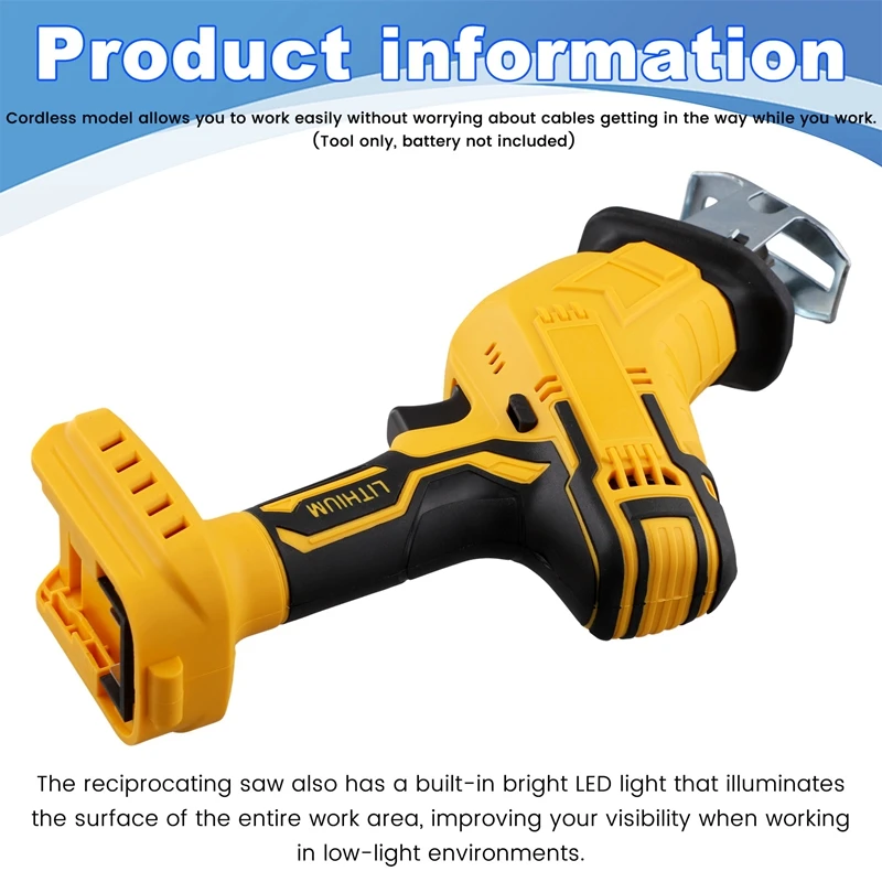 Беспроводная сабельная пила с переменной скоростью электрическая для резки