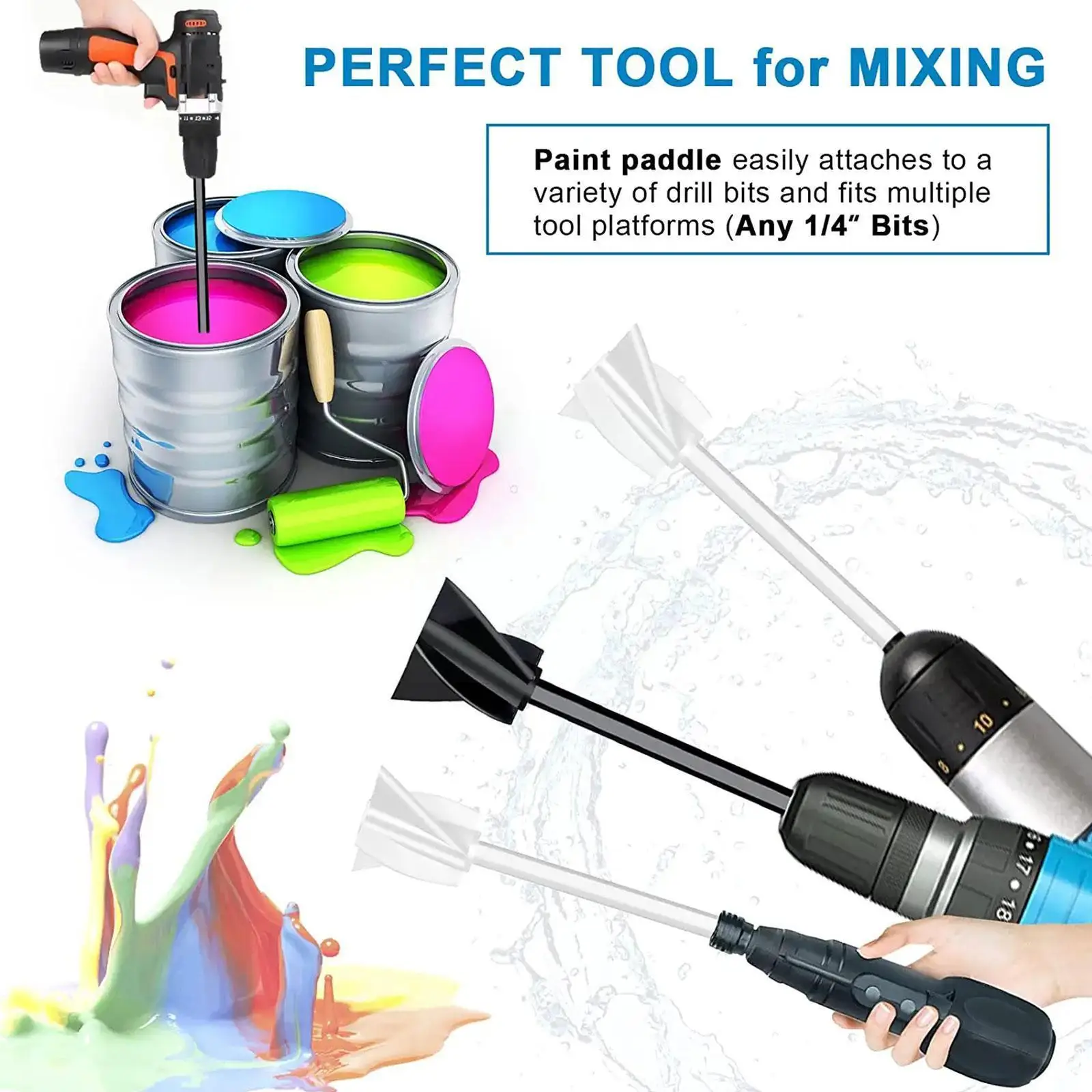 

1PC Epoxy Mixing Stick Paint Stirring Rod Cement Paint Mixer Attachment With Drill Chuck For Mixes Epoxy Resin Latex Oil Pa T3Y6