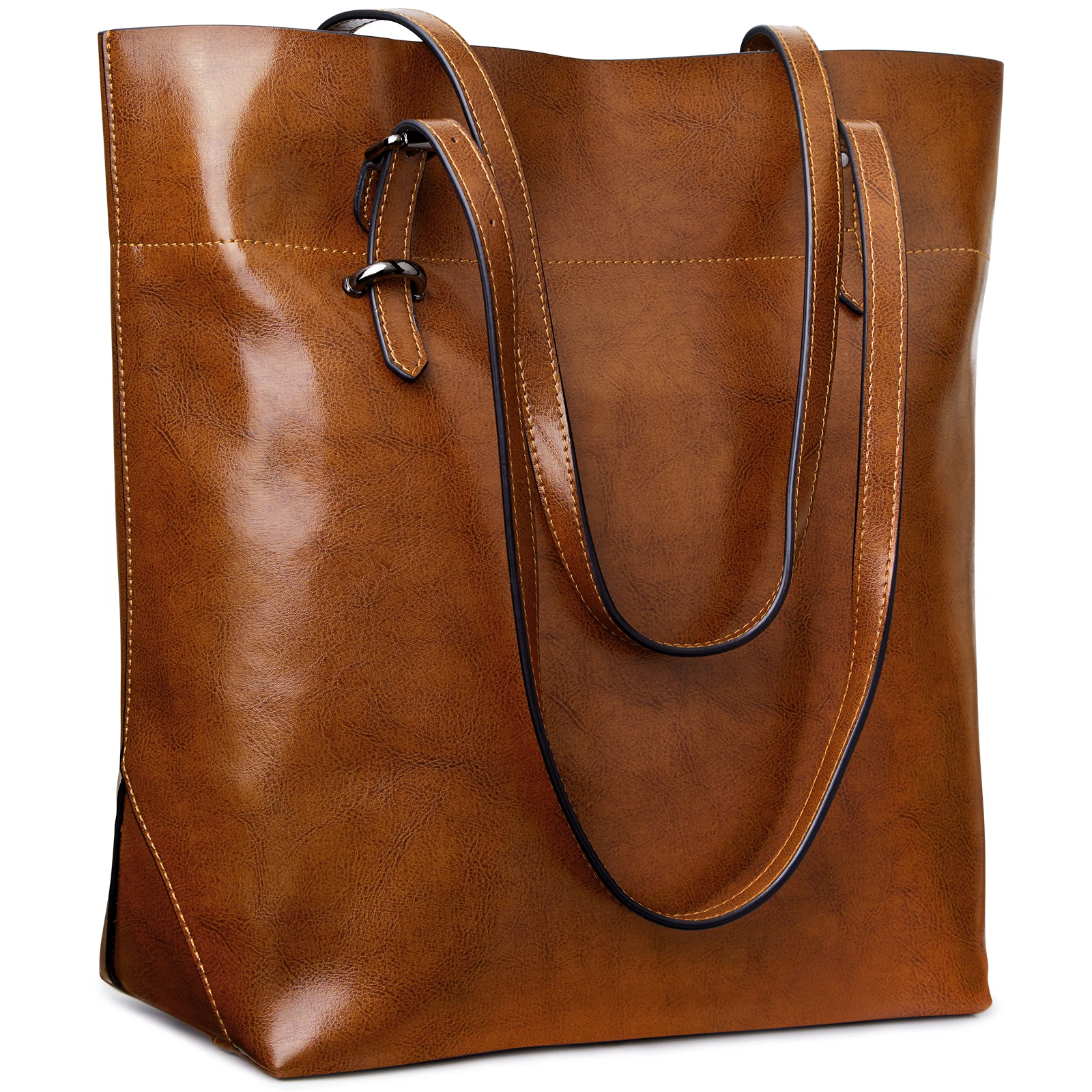 S-ZONE Vintage Genuine Leather Tote Shoulder Bag Handbag Big