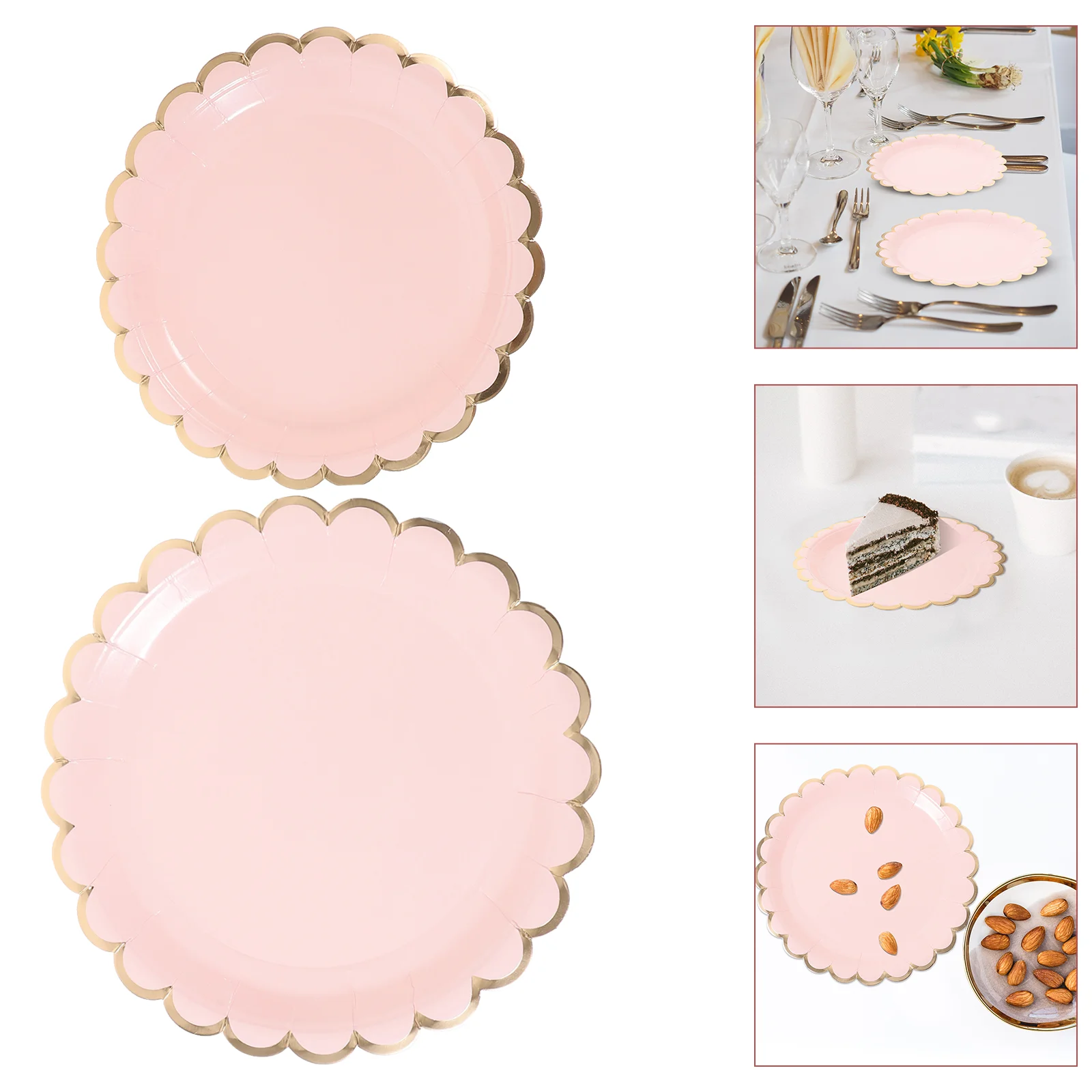 

16Pcs Party Dessert Plates Paper Cake Plates Party Disposable Dinnerware for Festival Holiday