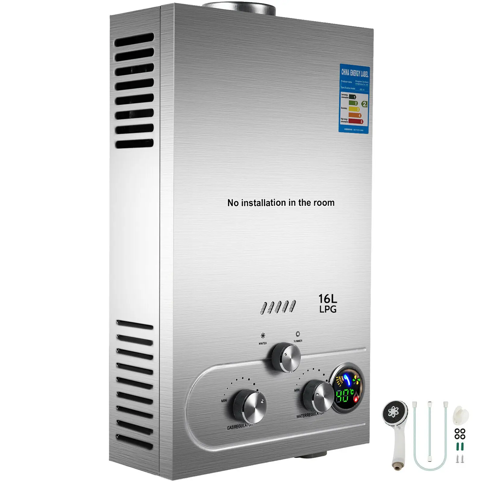 

Free Shipping EU Stock Propane Gas Hot Water Heater 16L On-Demand Tankless Instant Boiler 4.3GPM
