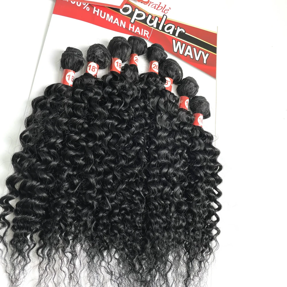Water Wave Kinky Curl Animal Mixed Synthetic Hair Weave For 