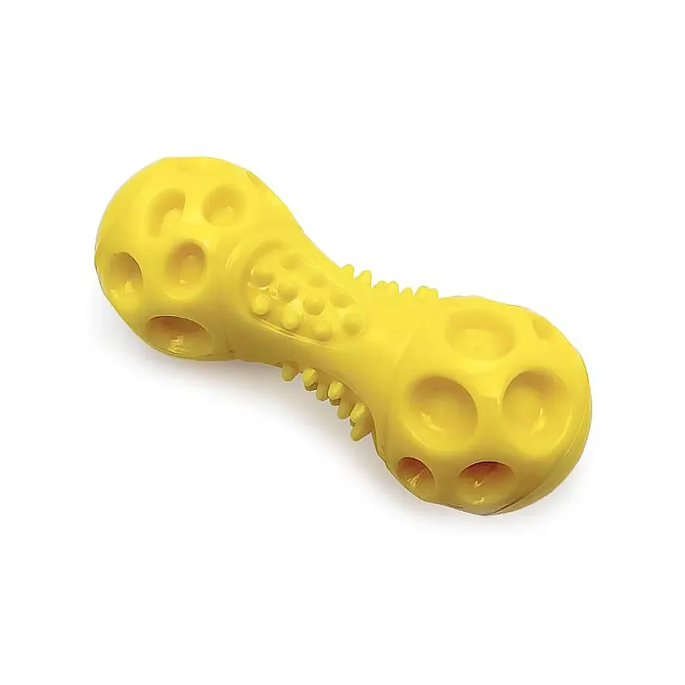 

TPR yellow bone dog toy with spikes and very resistant to bite. Massage the gums and ayúda strengthen teeth to the dogs. Bone s