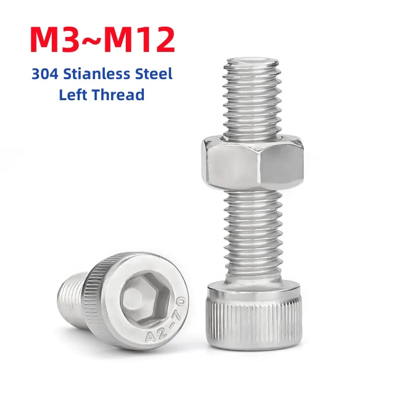 

Набор болтов и гаек с обратной резьбой из нержавеющей стали 304 M3 M4 M5 M6 M8 M10 M12