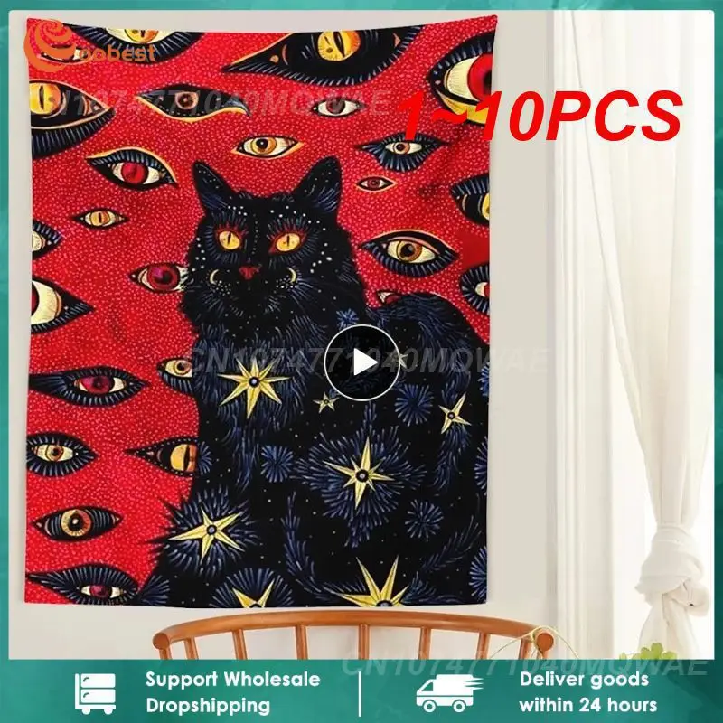 

1~10PCS Cat Coven Tapestry Printed Witchcraft Hippie Wall Hanging Bohemian Wall Tapestry Mandala Wall Art Aesthetic Room Decor