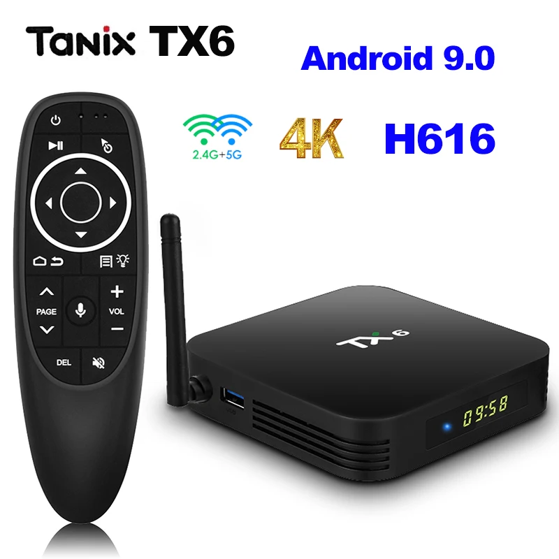 

Tanix TX6 Android 9.0 TV Box Allwinner H616 Quad Core 4GB RAM 64GB ROM TVBOX 2.4G WIFI 4K Media Player Set Top Box 2GB 16GB